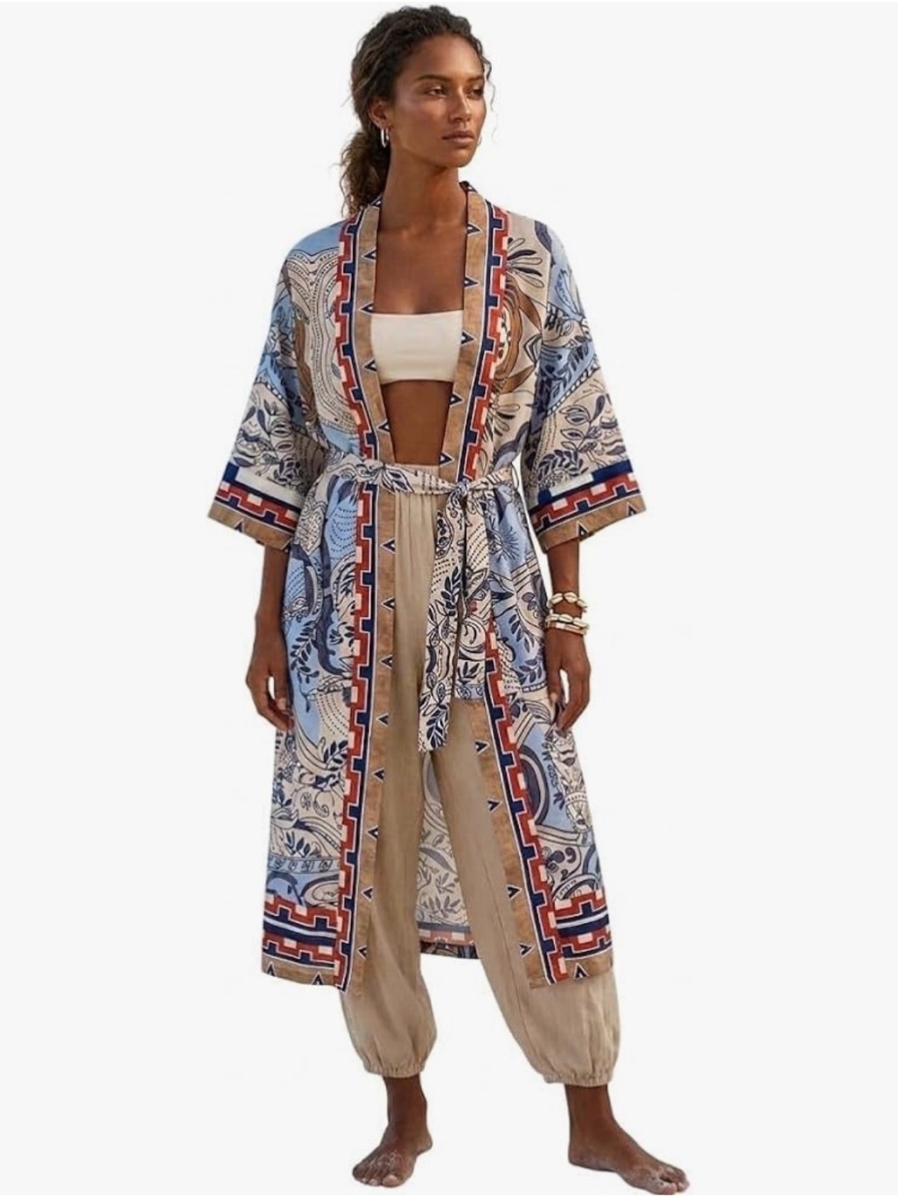 Boho Printed Kimono Cardigan